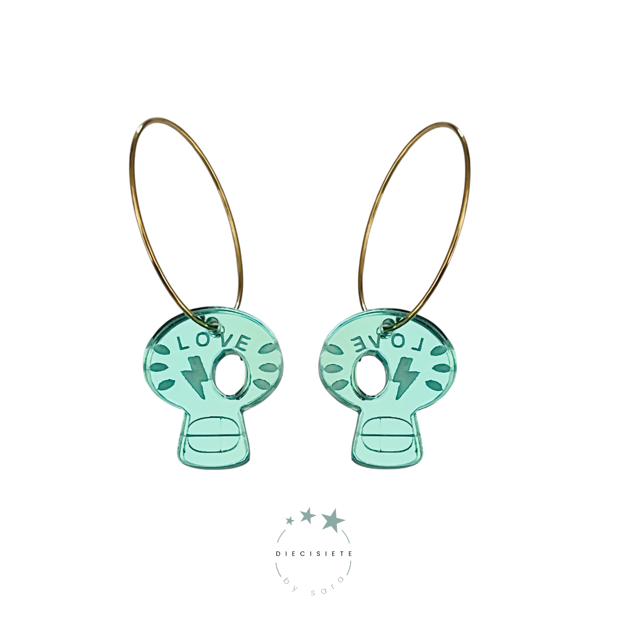 Pendientes Aro Calavera Verde