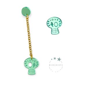 Pendientes Asimetricos Cadena y Calaveras Verdes