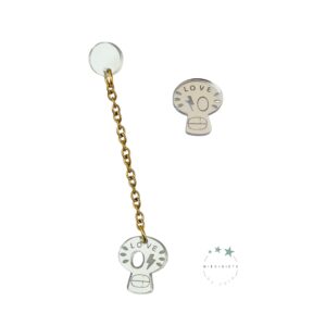 Pendientes Asimetricos Cadena y Calaveras Plata