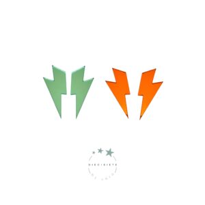 Pendientes Mini Rayo Naranja y Verde
