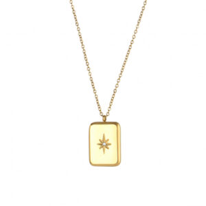 Collar Acero Dorado Rectangular Estrella