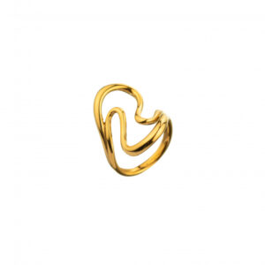 Anillo Acero Dorado Gran Ola