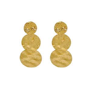 Pendientes Acero Dorado Círculos Martillados