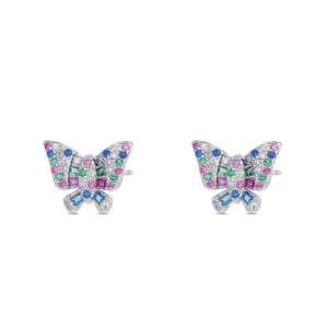 Pendientes Plata Mariposa Circonitas Multicolor