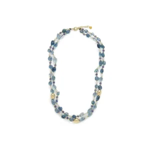 Collar Aswudi de Plata 925 y Cristal Azul Acabado en Oro Amarillo NXA128YC04