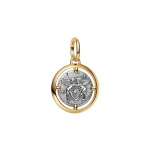 Charm Medallón Cupidos Plata de ley y Recubrimiento en oro de 14k