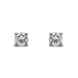 Pendientes Oro Blanco 4 Garras Diamantes 0.10cts