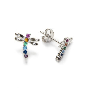 Pendientes Plata Libelula con Circonitas de colores