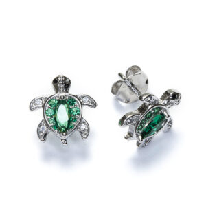 Pendientes Plata Tortuga Circonitas Verdes