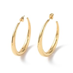 Pendientes Acero Dorado 40mm Aro en Disminución