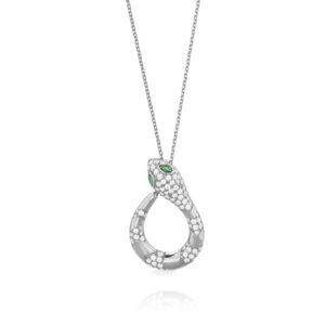 Collar en Plata de Ley Aro Serpiente Circonitas