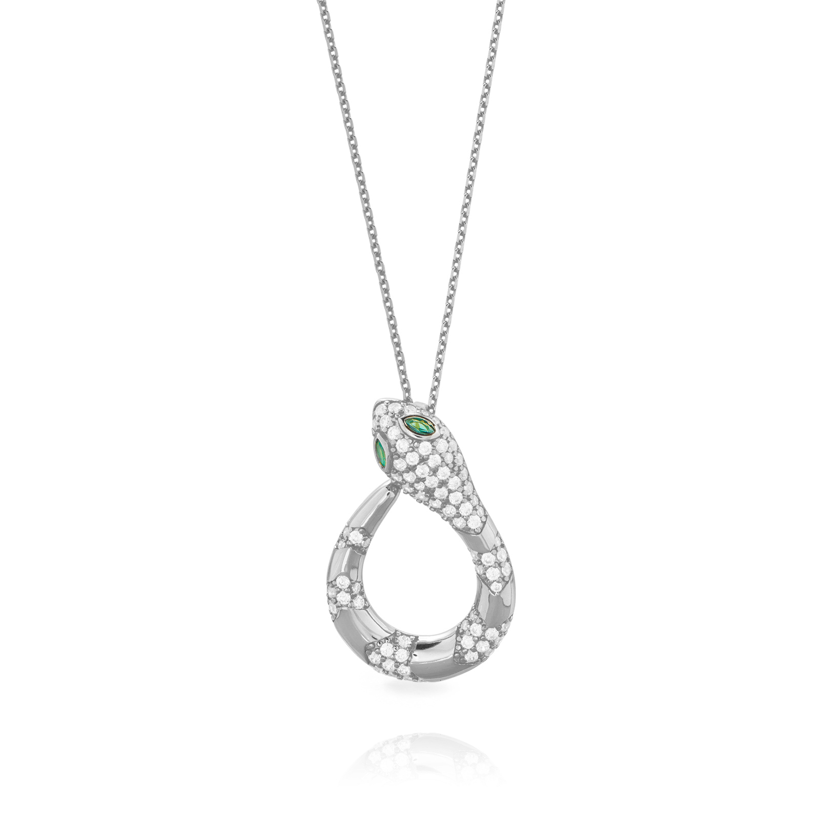 Collar en Plata de Ley Aro Serpiente Circonitas
