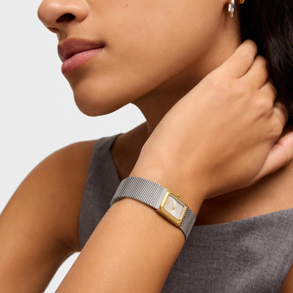 RELOJ ANALÓGICO CON BRAZALETE DE MALLA MILANESA DE ACERO Y ACERO DORADO MINI MESH 3000142100 - Imagen 4
