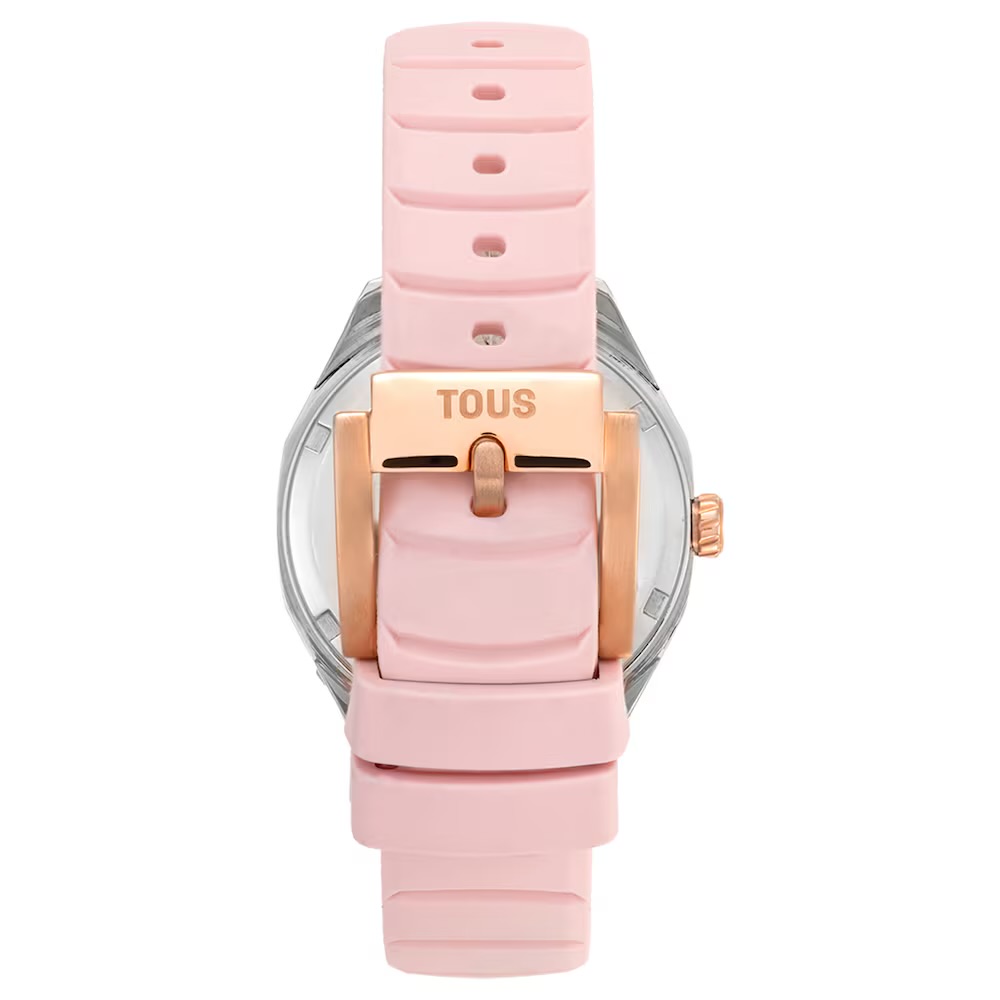 RELOJ BICOLOR ANALÓGICO CON MOVIMIENTO SUIZO, ESFERA DE NÁCAR Y CORREA DE CAUCHO ROSA TOUS NOW LADY 3000141600 - Imagen 3