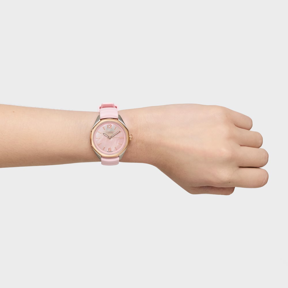 RELOJ BICOLOR ANALÓGICO CON MOVIMIENTO SUIZO, ESFERA DE NÁCAR Y CORREA DE CAUCHO ROSA TOUS NOW LADY 3000141600 - Imagen 6