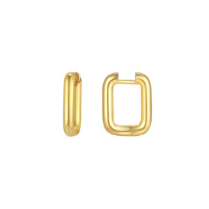 Pendientes Plata Dorada Aro Rectangular 14*18mm