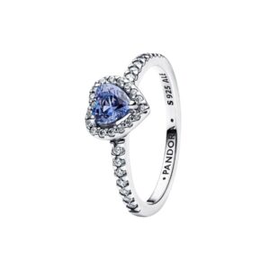 Anillo Corazón Azul en Relieve Brillante en Plata de Ley 198421C05