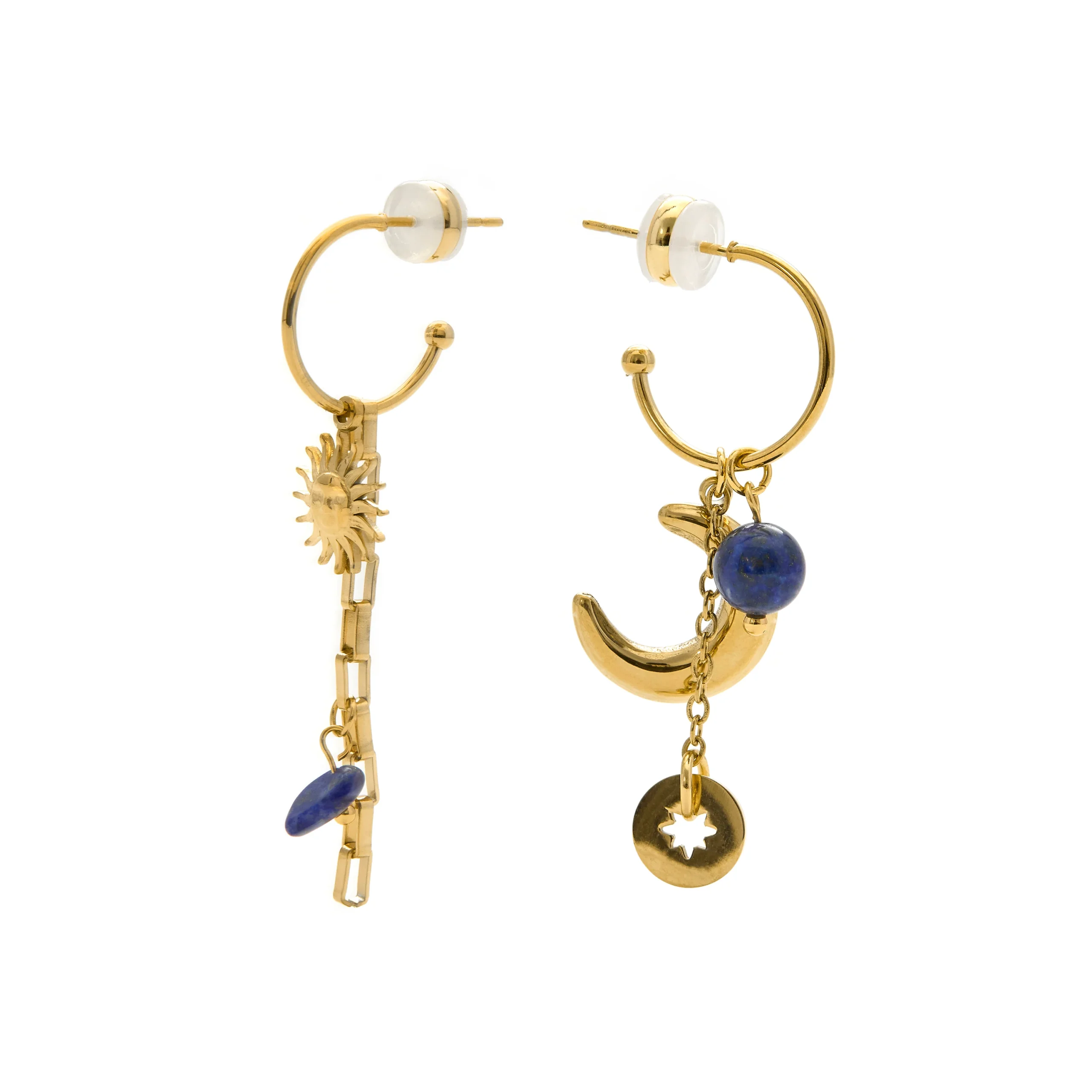 Pendientes Gud de Cristal Azul Acabado Oro Amarillo - Imagen 3