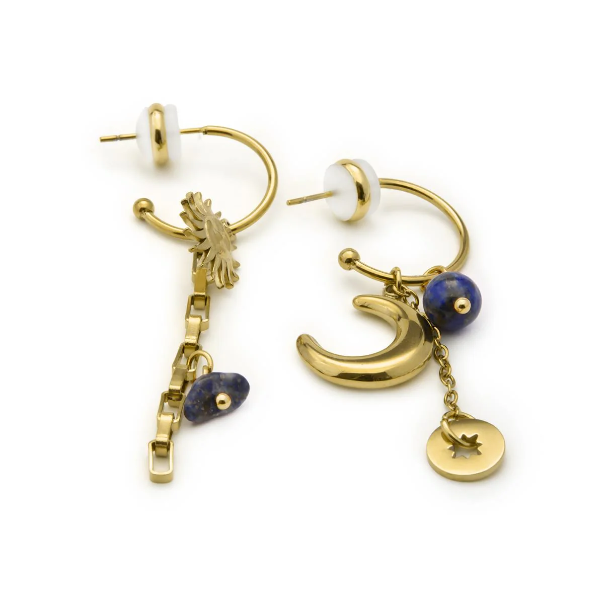 Pendientes Gud de Cristal Azul Acabado Oro Amarillo - Imagen 5
