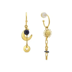 Pendientes Gud de Cristal Azul Acabado Oro Amarillo
