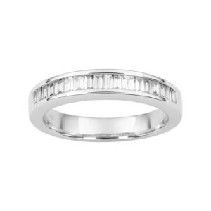 Anillo Oro Blanco Media Alianza Baguette 0.50cts