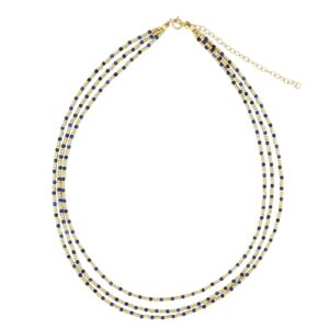 Collar Plata Dorada Triple Lapislazuli