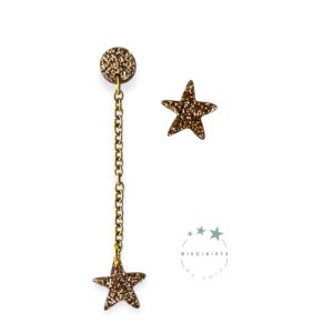 Pendientes Estrellitas  Asimetrica Champán