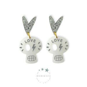 Pendientes Love Skull Plata