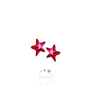 Pendientes Mini Estrellita Doble Rojo y Rosa