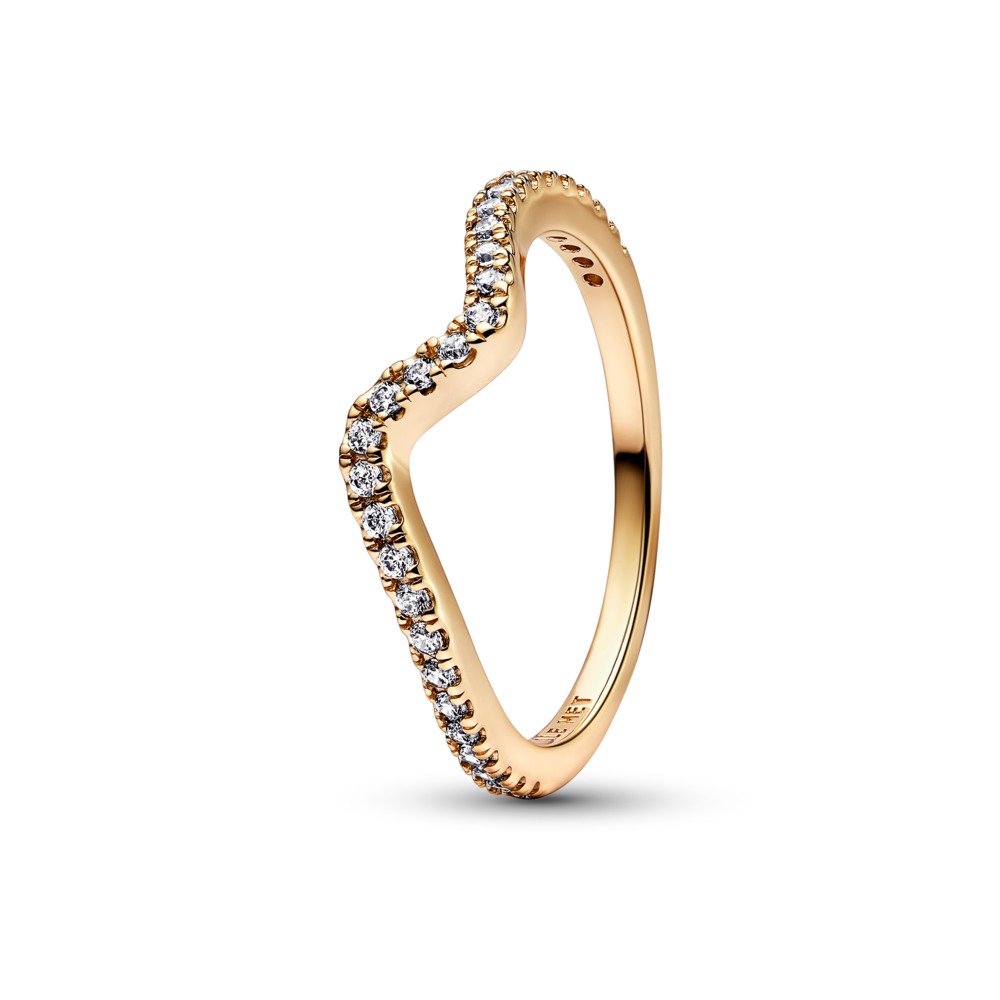 Anillo Ola Brillante Recubrimiento Oro 14k 162539C01