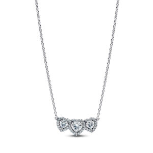 Collar Triple Halo Corazón en Plata de Ley 394412C01-45