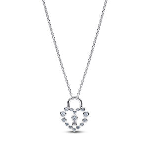 Collar Candado Corazón Brillante Plata de Ley 394416C01-50