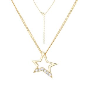 Collar Plata Dorada Estrella Asimétrica Brillante