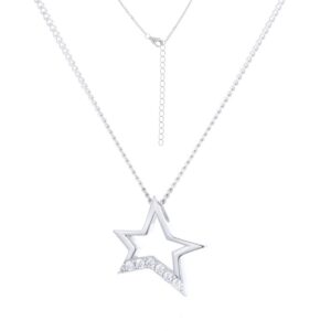 Collar Plata Estrella Asimétrica Brillante