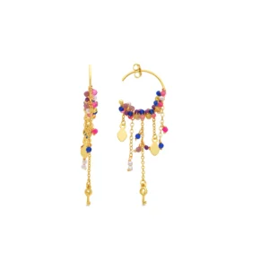 Pendientes de Plata de Ley 925 y Cristal Multicolor acabado oro 18k - Busde