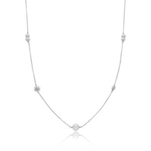 Collar Plata Perlas y Flor