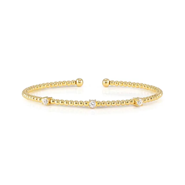 Pulsera Fashion Era Plata Dorada Semirigida con 3 Circonitas 242205 012