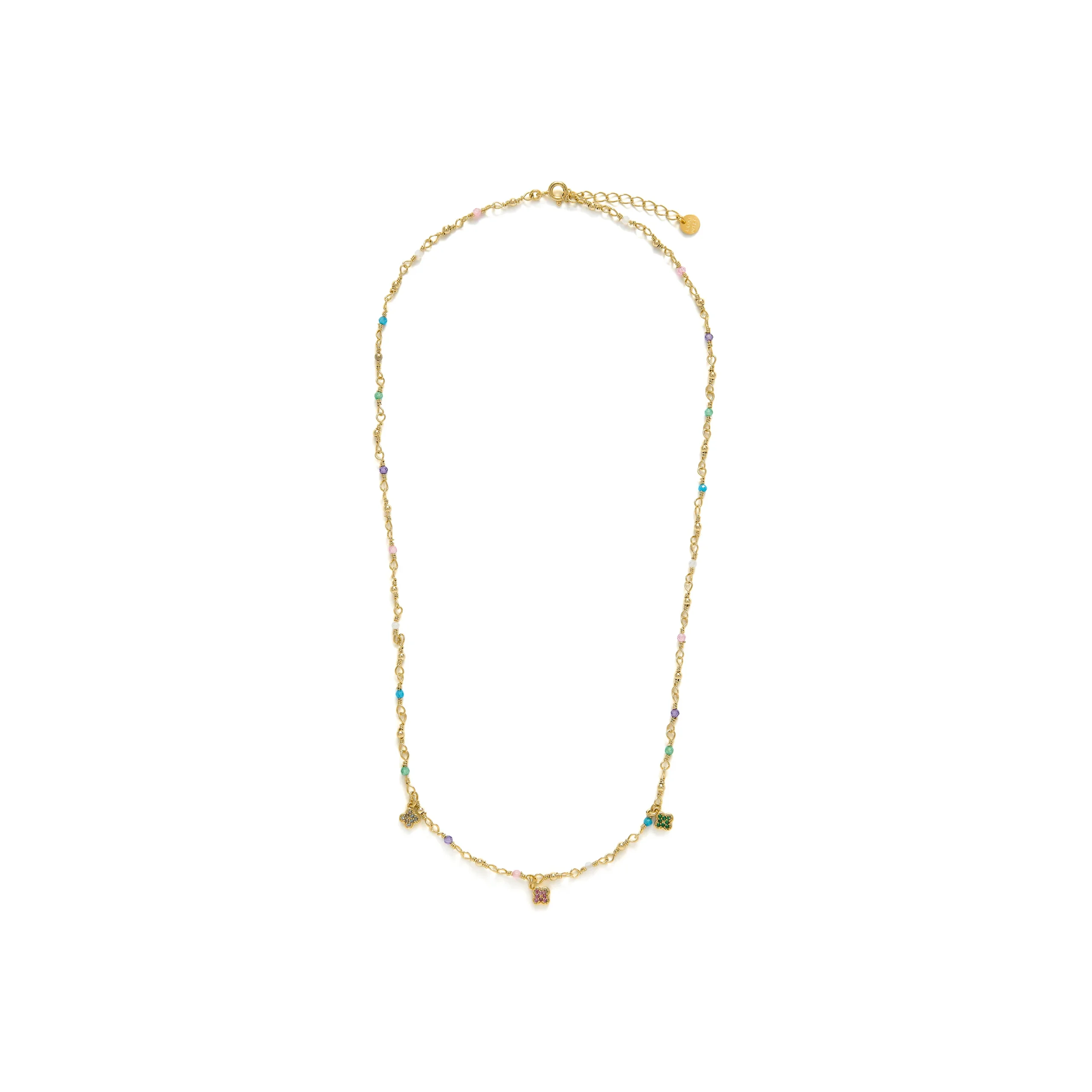 Collar de Plata de Ley 925 y Circonita Multicolor acabado en oro amarillo 18k - Talip - Imagen 4