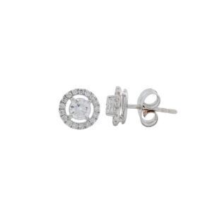 Pendientes Oro Blanco Orla y Diamante
