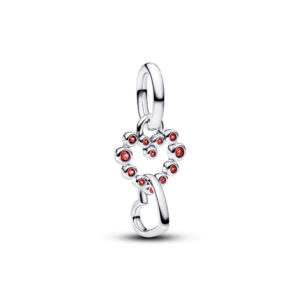 Charm Colgante Corazones Conectados y Gemas Rojas en Plata de Ley 794435C01