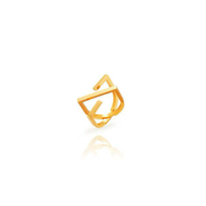 Anillo Acero Dorado Geometric