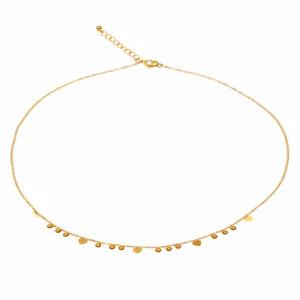 Collar Acero Dorado Bollas y Corazones