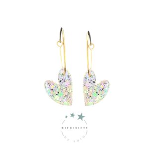 Pendientes Aro Corazón Blanco Confeti