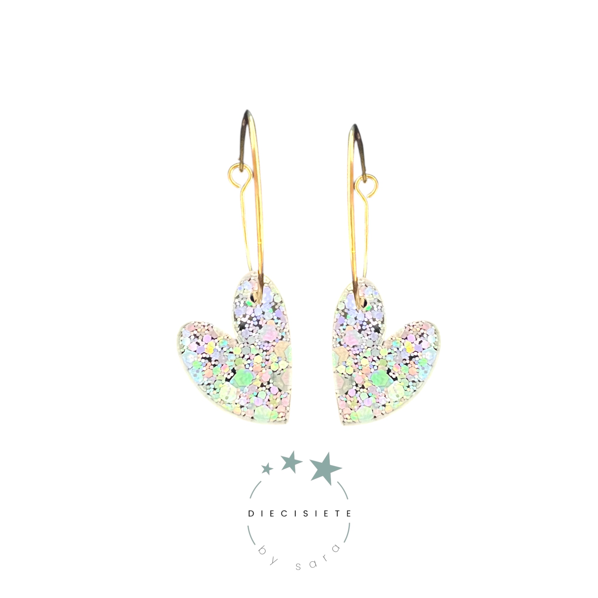 Pendientes Aro Corazón Blanco Confeti