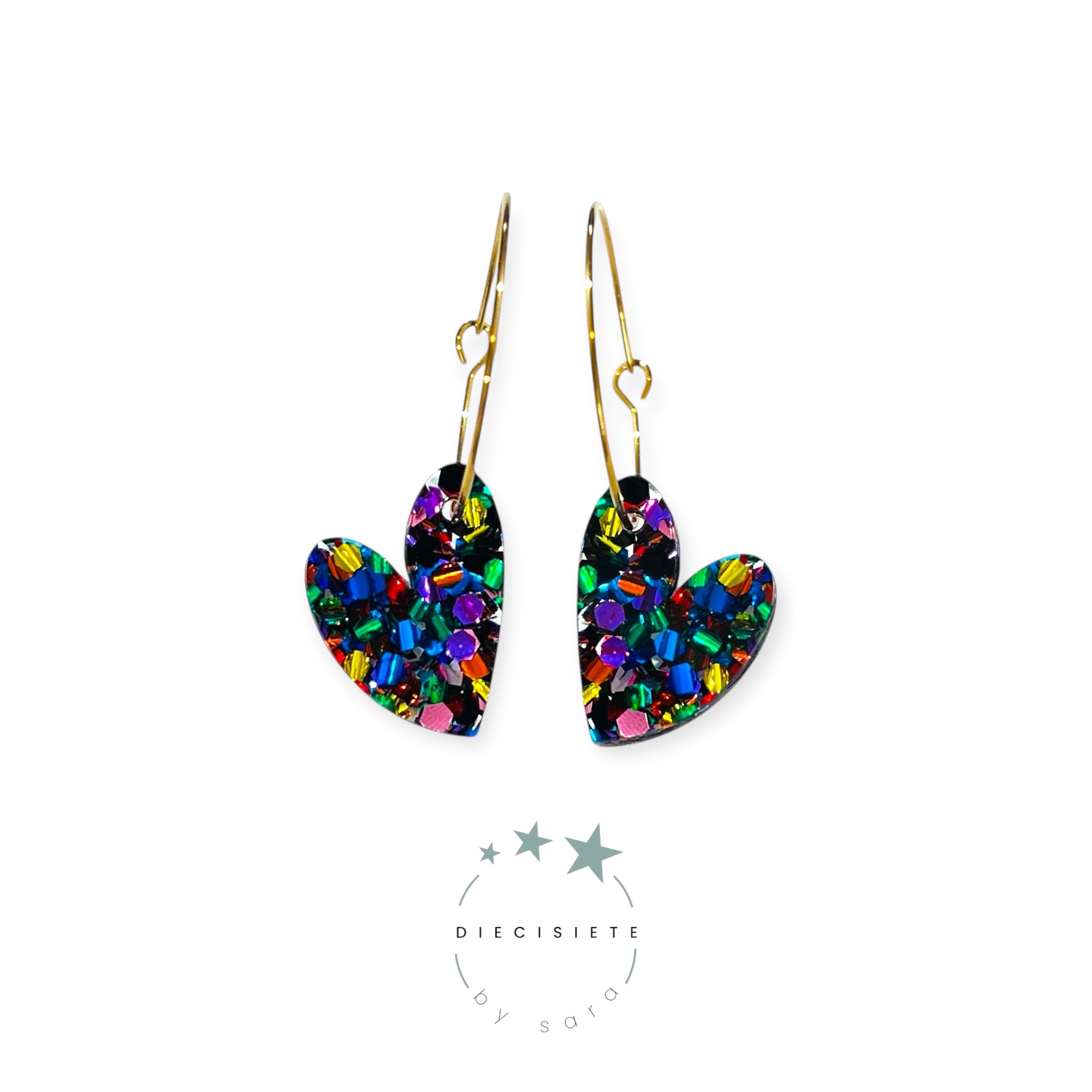 Pendientes Aro Corazón Negro Confeti