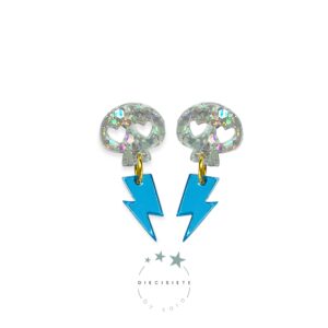 Pendientes Thunder Skull Plata y Skull