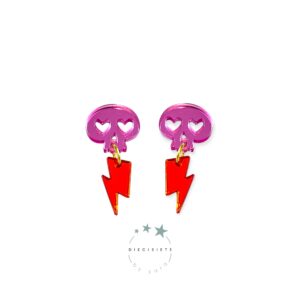 Pendientes Thunder Skull Rosa y Naranja
