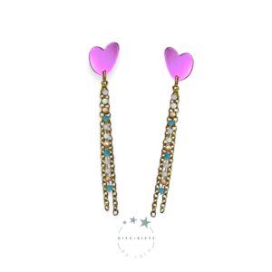 Pendientes Corazón Estelado Rosa