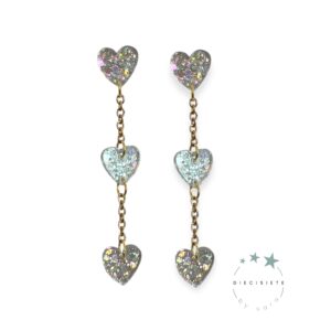Pendientes Cadena de Corazones Plata y Dorado