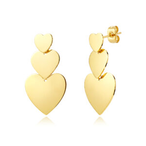 Pendientes Acero 3 Corazones Dorados